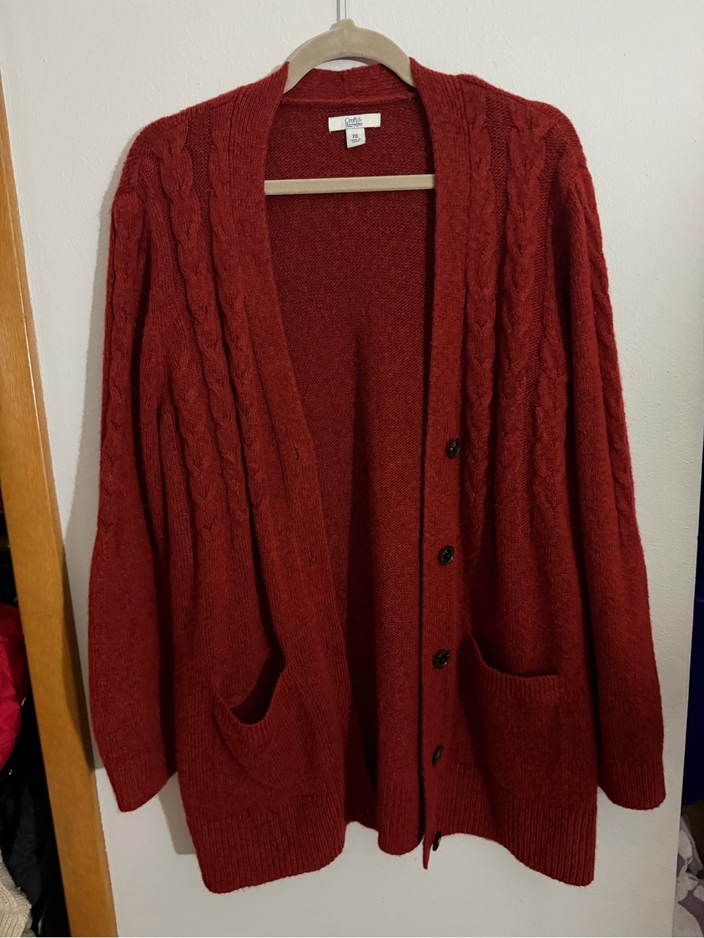 croft & barrow Deep Rust Cable-Knit Button Cardigan